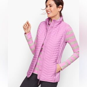 T by Talbots CHEVRON QUILTED VEST Women's lilac size Medium